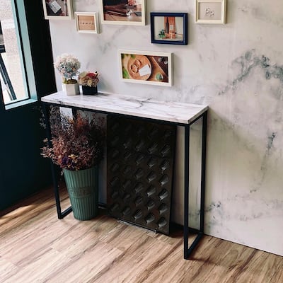 Roomfitters White Faux Marble Console Table