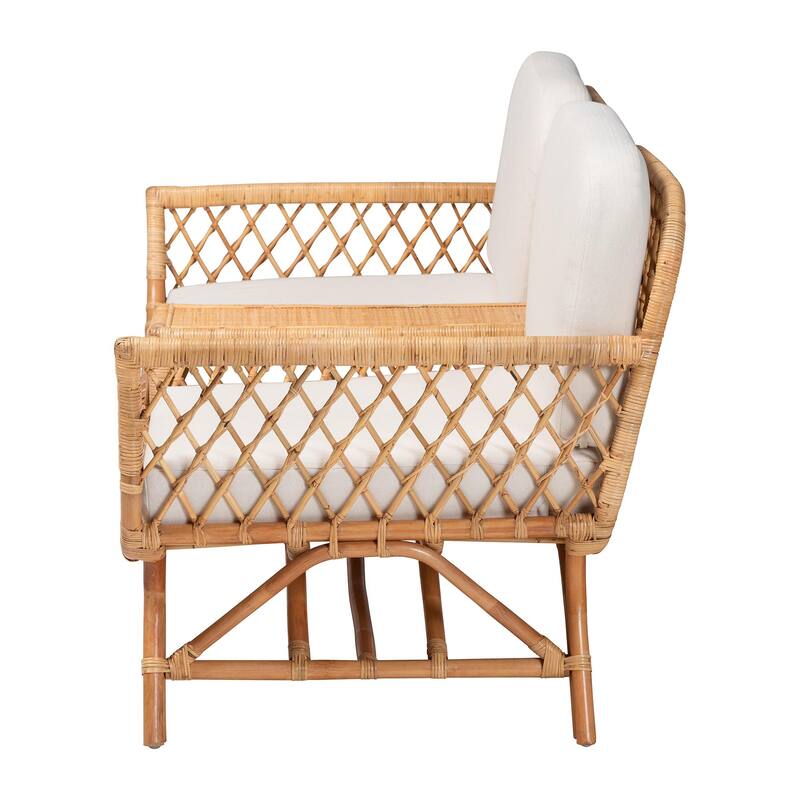 Pakis Bohemian Light Honey Rattan Tete-a-Tete Sofa