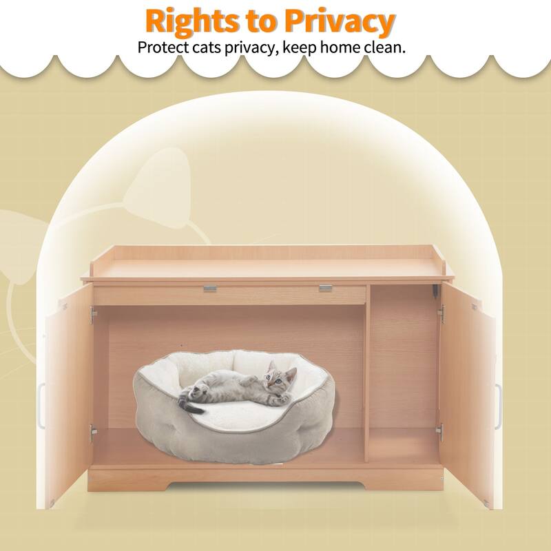 MCombo X-Large Cat Litter Box Furniture Hidden with Top Opening & Divider, Particle Board, CT37