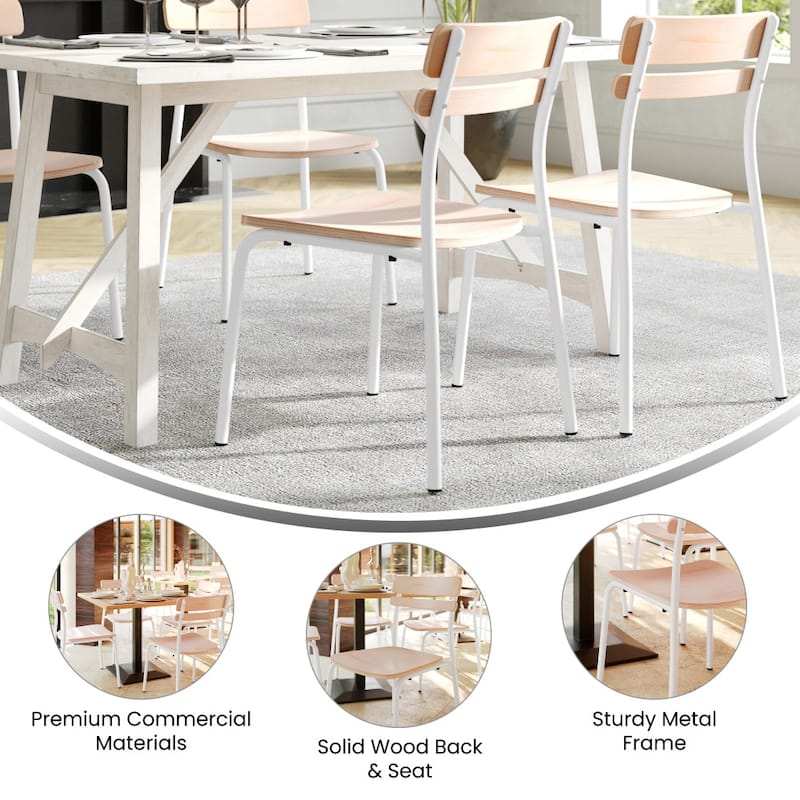 Commercial Solid Wood Dining Chair with Frame and Antique Finish - 18.75"W x 20.75"D x 31.5"H