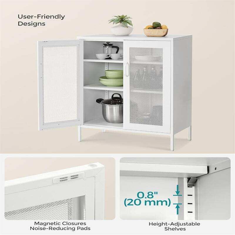 Metal Storage Cabinet with Mesh Doors - 15.7"D x 31.5"W x 41.3"H