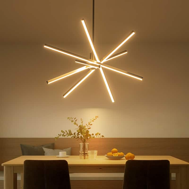 5-Light Modern Sputnik Linear Pendant Lights Integrated LED Kitchen Island Lighting