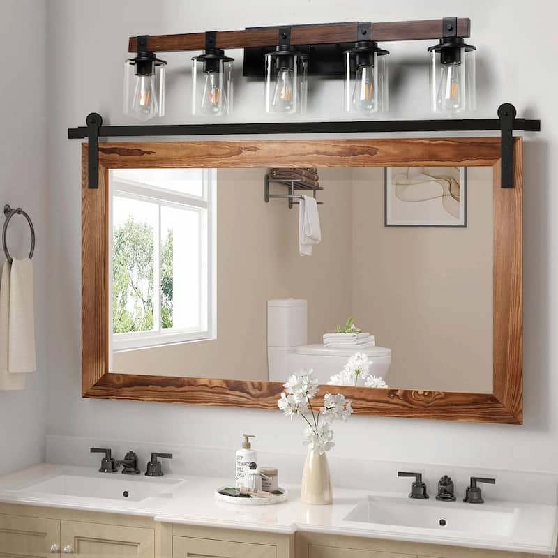 Rustic Farmhouse Bathroom Vanity Light Fixture with 3/4/5/6 Lights