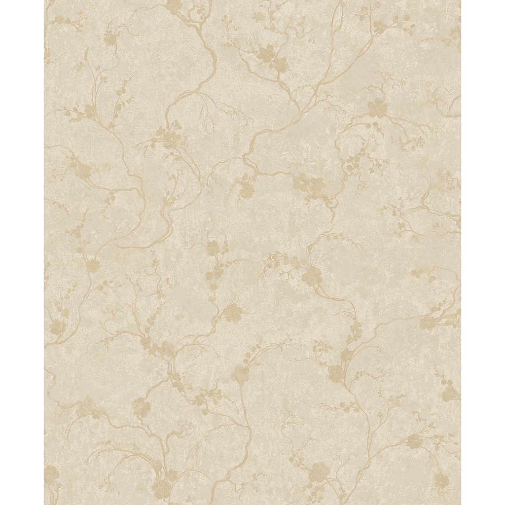 A-Street Prints Mahina Gold Floral Vine Wallpaper