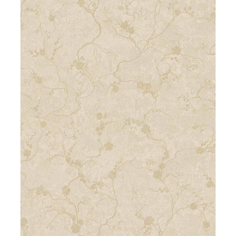 A-Street Prints Mahina Gold Floral Vine Wallpaper