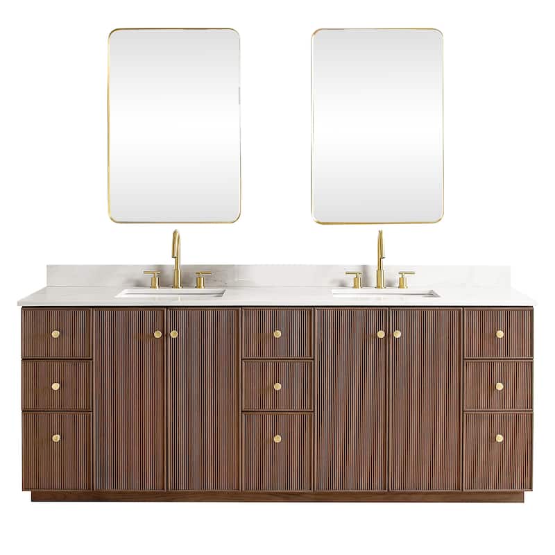 Oza Bath Vanity with Quartz Stone Top and Mirror