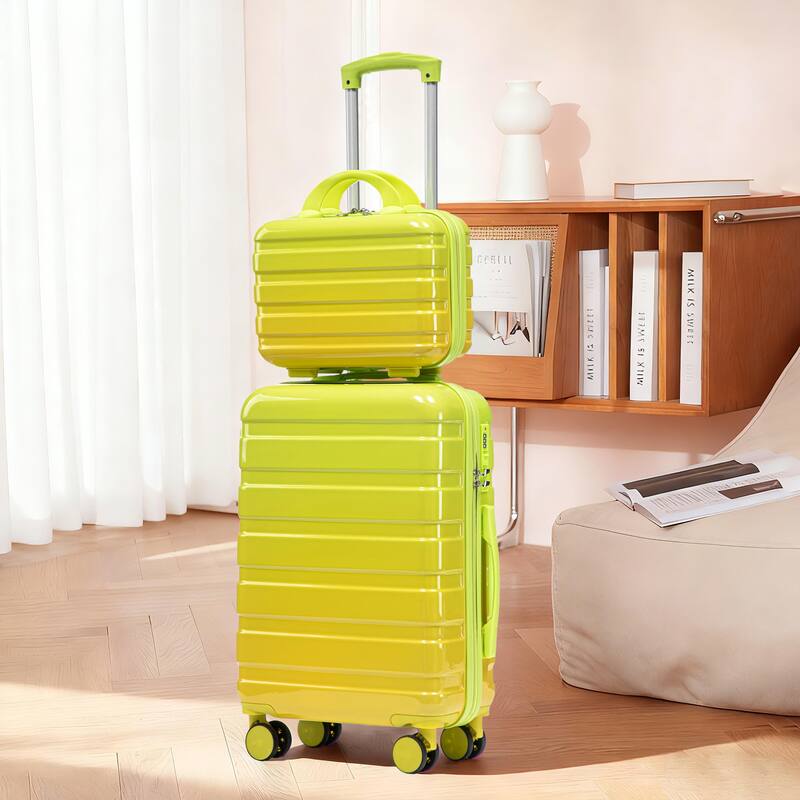 14In 20In 2 pcs in PC Spinner Wheel Luggage, Carry on Suitcase, With Gradient Color and Combination Lock