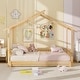 preview thumbnail 15 of 28, Gymax Wooden House Bed Twin to King Daybed w/ Safety Rails & Decorable
