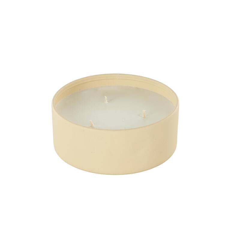Beige, Black or Cream Metal Scented Textured 22oz 3 Wick Decorative Candle with White Wax