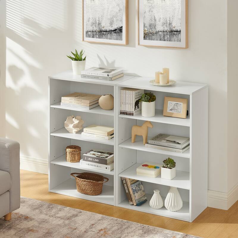 Modular 8-Tier Storage Cabinet –Convertible Bookcase with Adjustable Shelves, Dual-Layer Design Separates into Two 4-Layer Units
