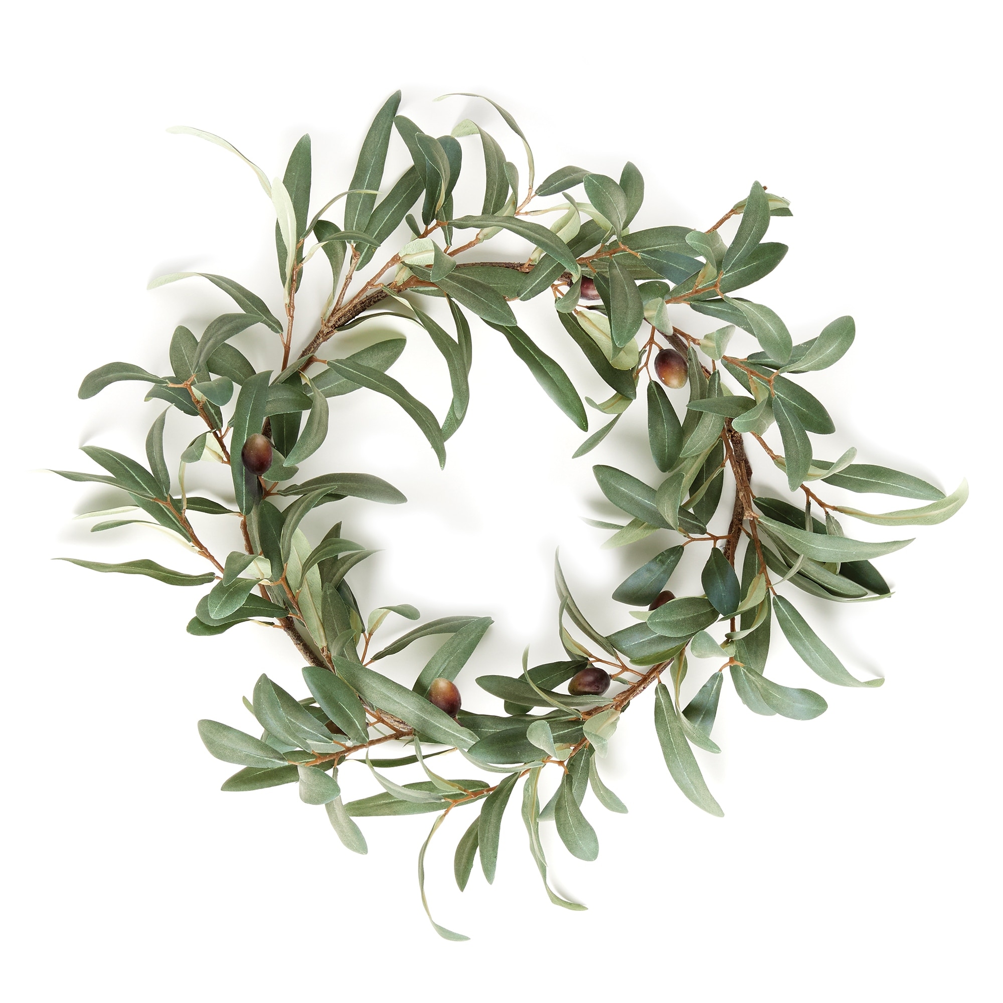 Olive branch with olives and sage green leaves - Peony Faux Flowers