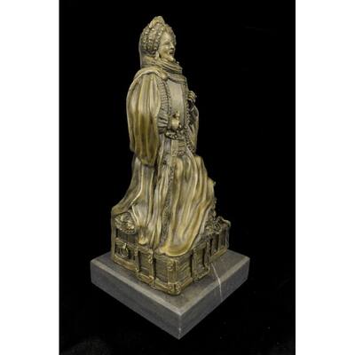 17 Century Queen Sitting On Gold Bronze Sculpture Museum Quality Figurine Sale