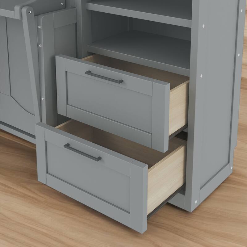Full Murphy Bed with Built-In Wardrobe, Storage Drawers and Top Shelf, Folding Wall Bed System