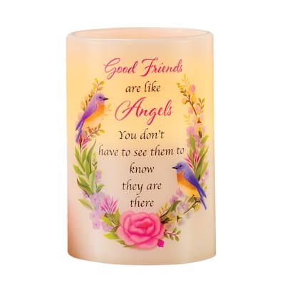 Friends Are Like Angels LED Flameless Candle - 7.900 x 5.800 x 5.800