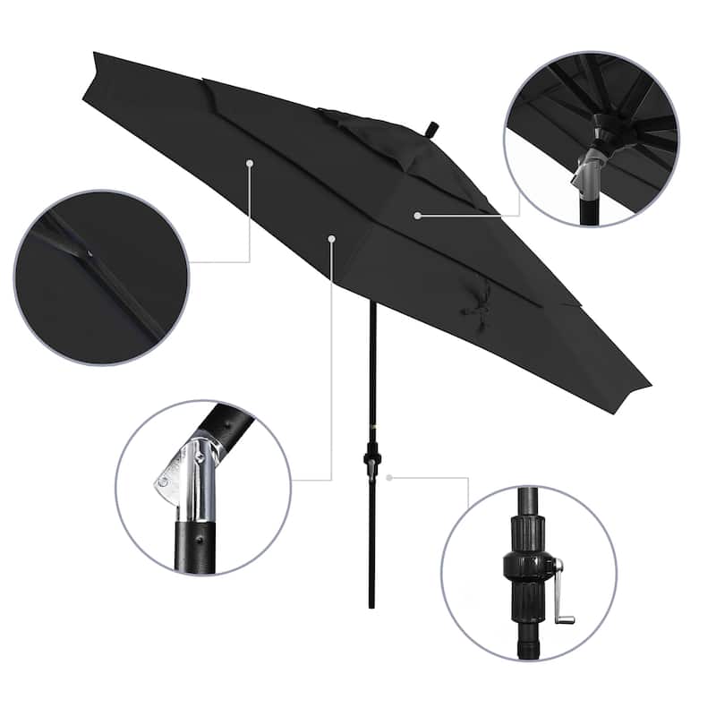 California Umbrella 11-Foot Round Aluminum, Crank Open Collar Tilt Patio Umbrella, Sunbrella Fabric