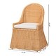 preview thumbnail 9 of 7, Maya Natural Rattan Accent Chair - Hand Woven Wicker Dining Chair with Scalloped Skirt and Cushion, Coastal Boho Style Seating