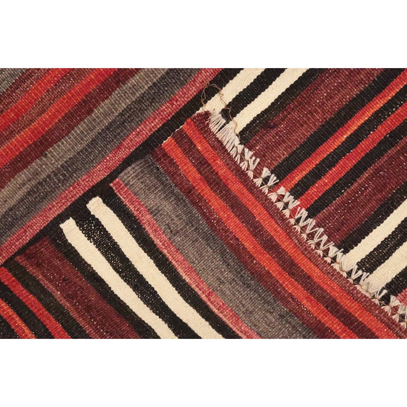 Hand Woven Oriental 100% Wool Carpet Southwestern Geometric Multi-Colored Kilim Area Rug - 10' 10'' X 4' 11''
