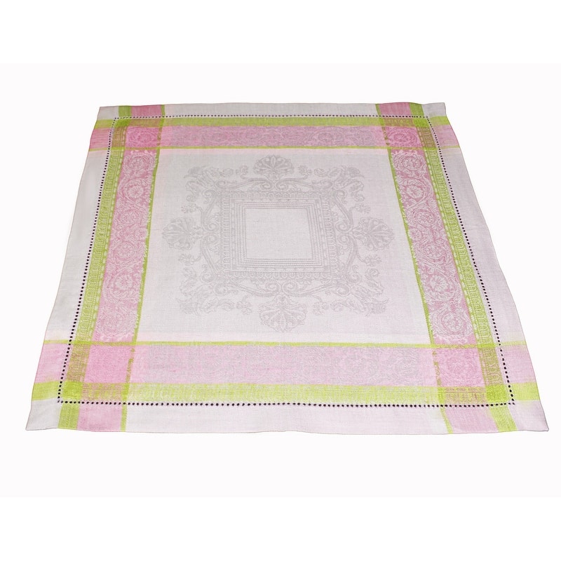 French Home Linen Set of 6 Cleopatra Napkins - Chartreuse, Rose & Pale Lavender