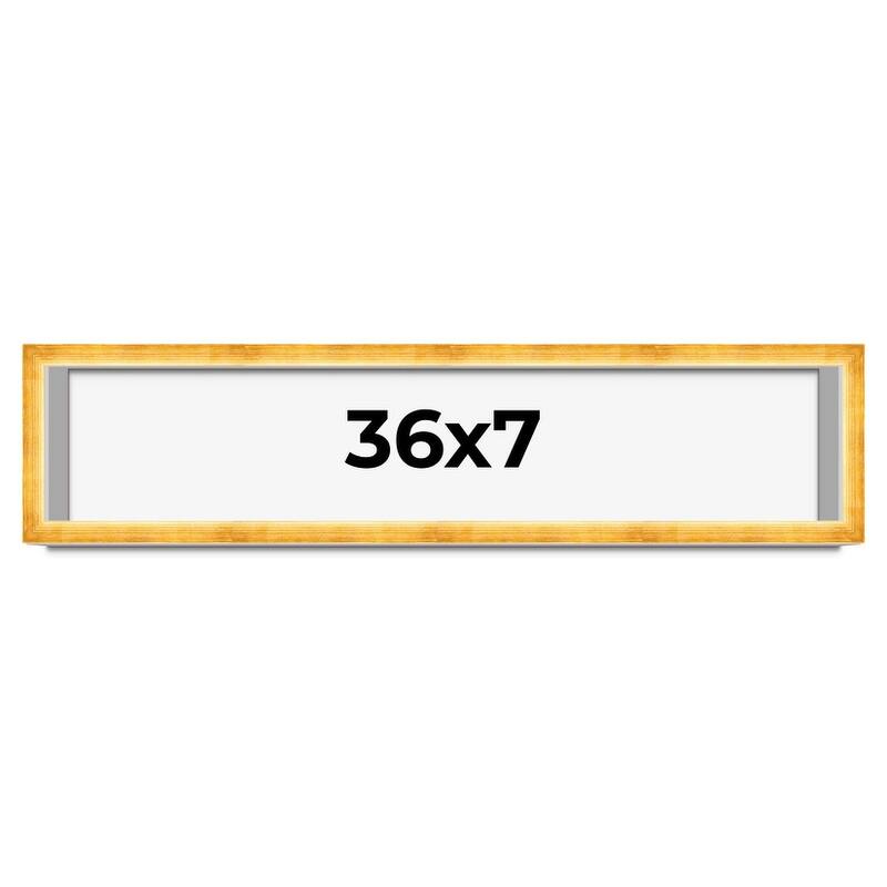 36x7 Shadow Box Frame Gold | 1.625 Inches Deep Real Wood Traditional