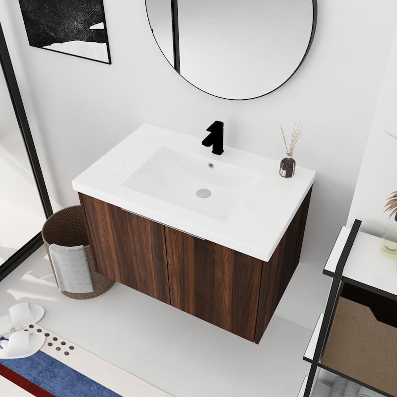 Bathroom Vanity With Sink In 24/30/36 Inch, Floating Bathroom Vanity With Soft Close Door