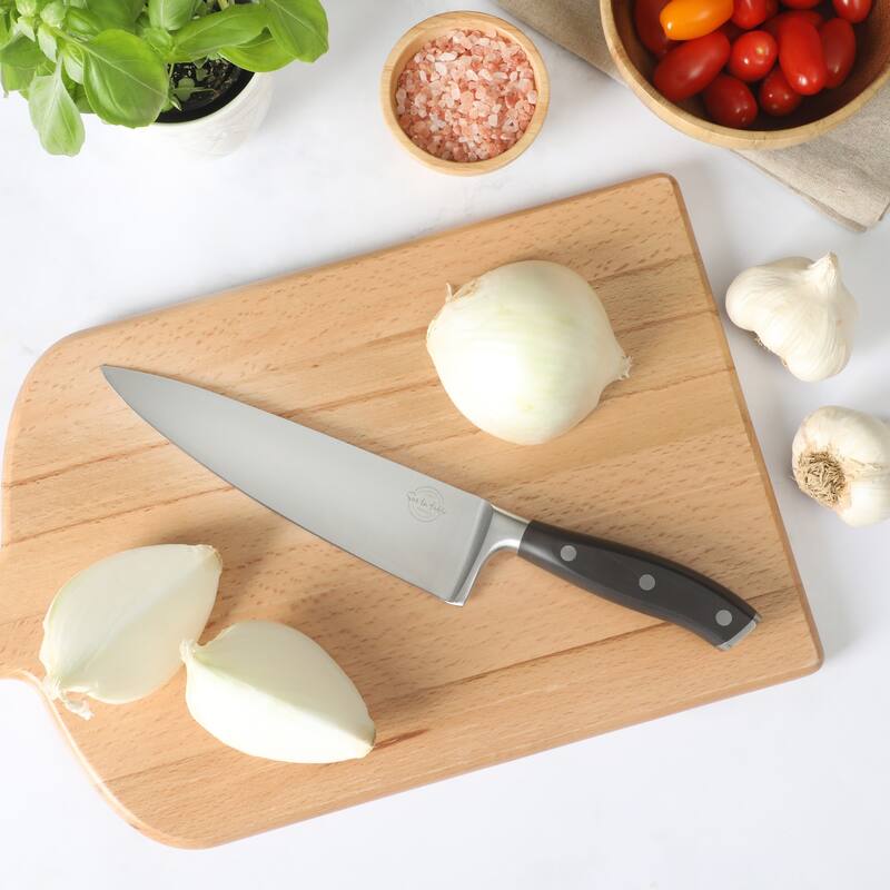 Sur La Table Kitchen Essential German Steel Chef's Knife, 8-Inch Stainless Steel Blade - Forged Full Tang