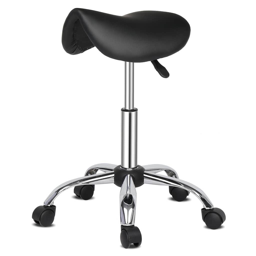 Saddle Rolling Chair Adjustable Hydraulic Stool with Wheels