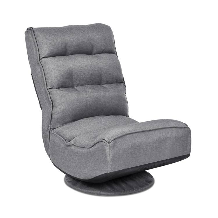 360-Degree Swivel Floor Chair with Foldable Design and Adjustable Backrest