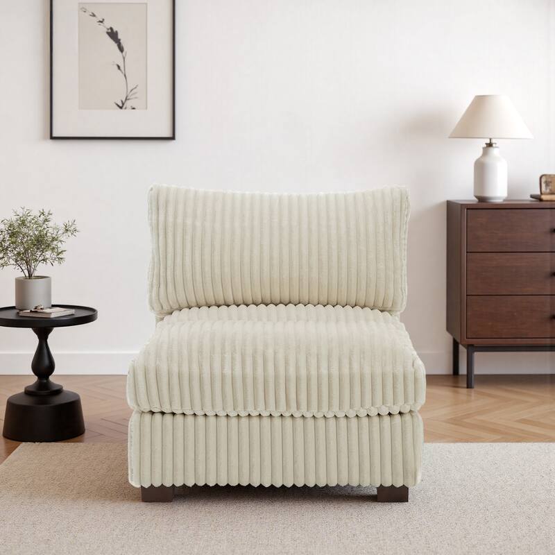 Cotton Flannel corner Sofa Armless Modular Sectional Sofa Seamless Combination - White-Armless - Symmetrical