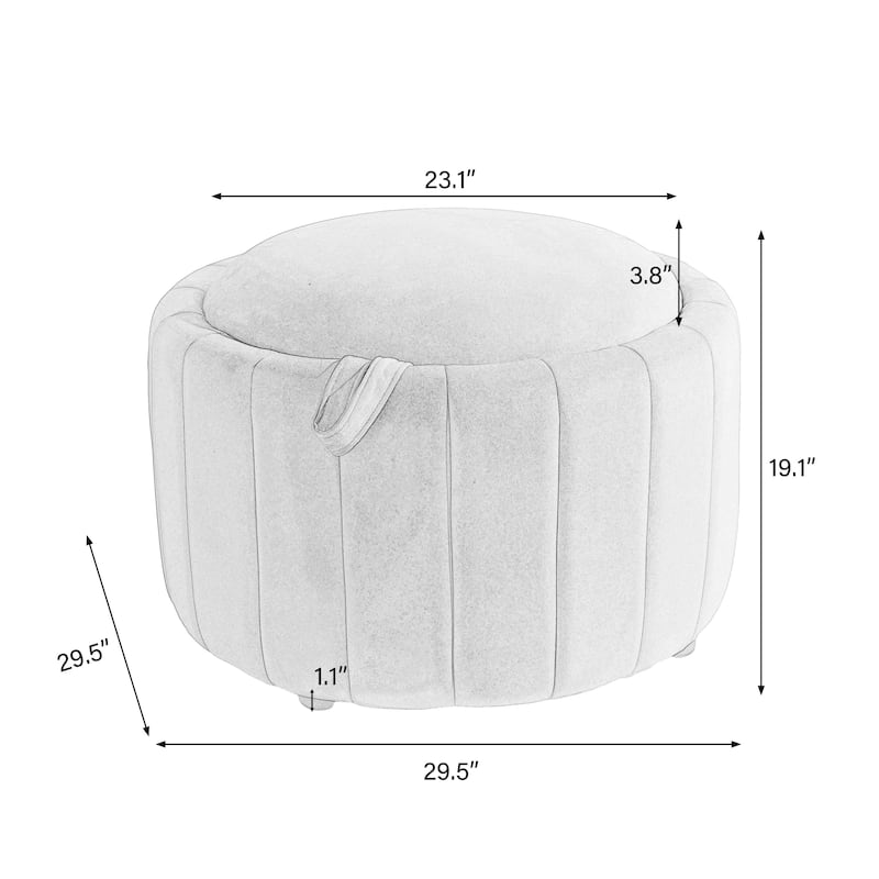 29" Modern Velvet Round Storage Ottoman