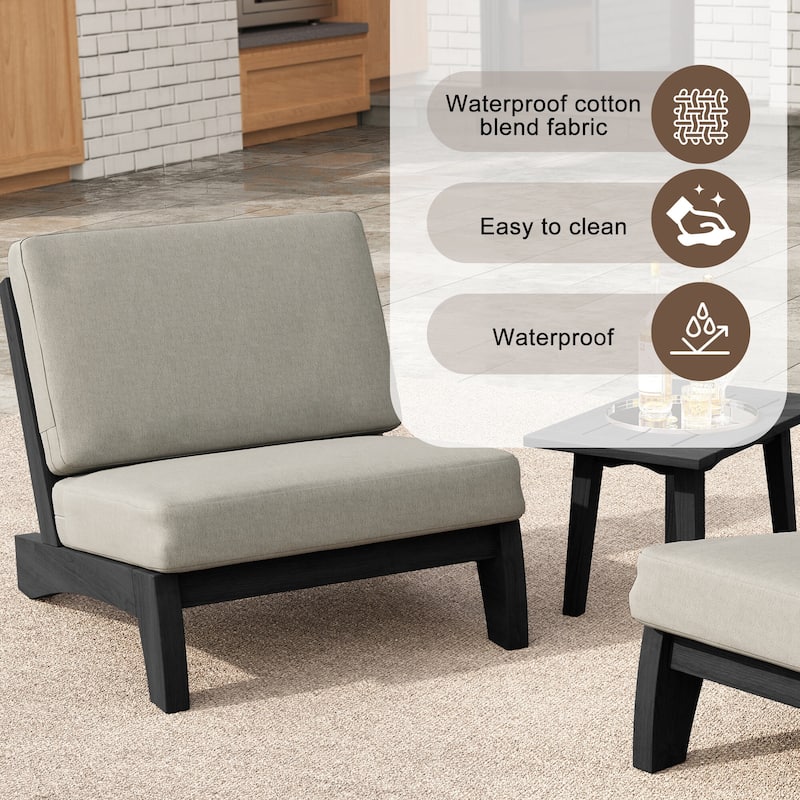 Outdoor Patio Furniture Acacia Wood Club Chair Set with All-Weather Cushions
