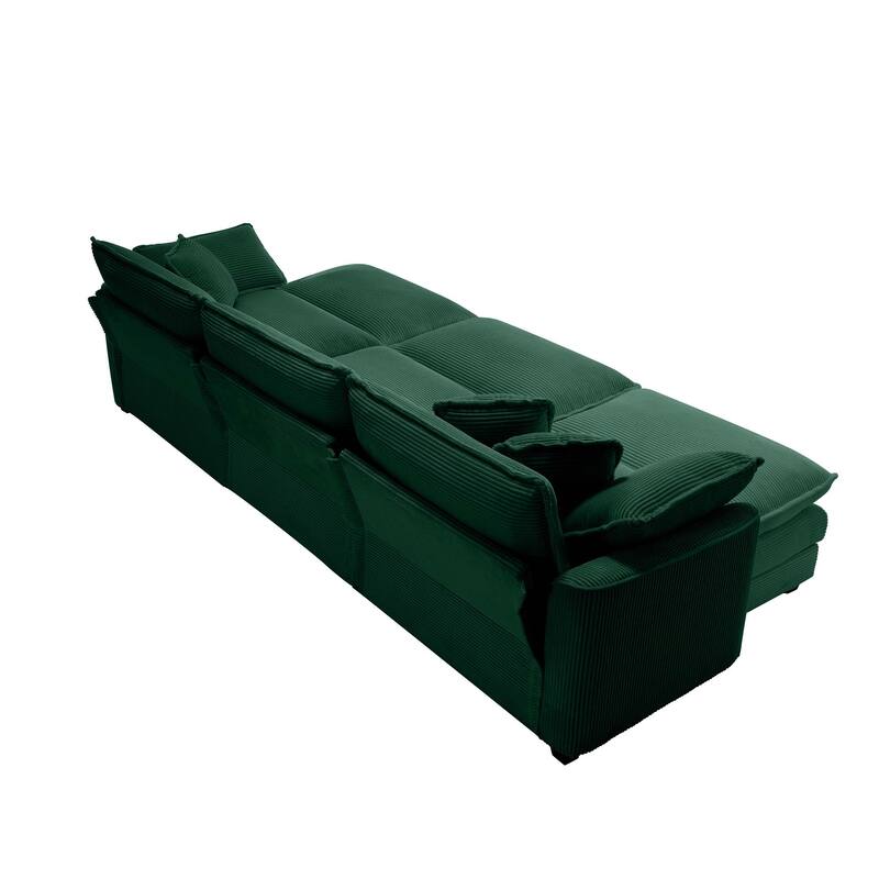 Oversized Corduroy Sofa with 3 Ottomans, Modular Set for Living Room, Convertible Sleeper