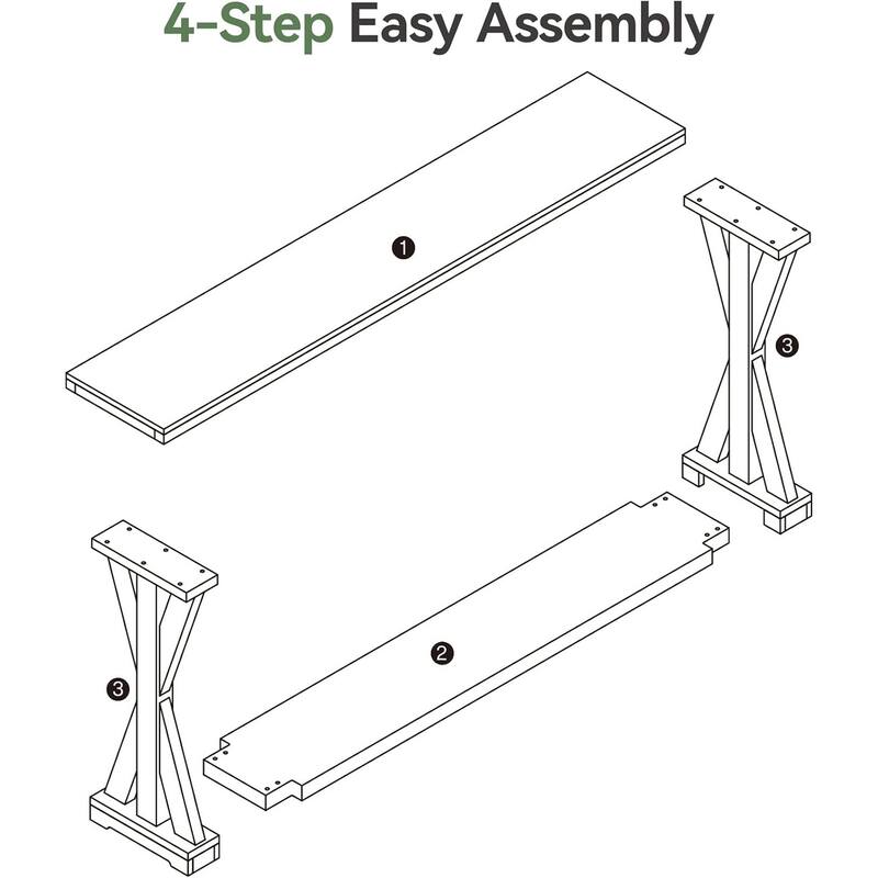 Solid Wood Console Table for Entryway, 63-Inch Narrow Sofa Table Behind Couch - 62.99" L × 11.81" W × 31.89" H