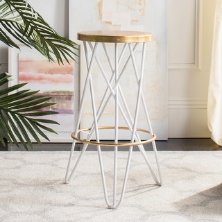 SAFAVIEH 30 -inch Lorna Gold Leaf Barstool - 18" x 18" x 30"