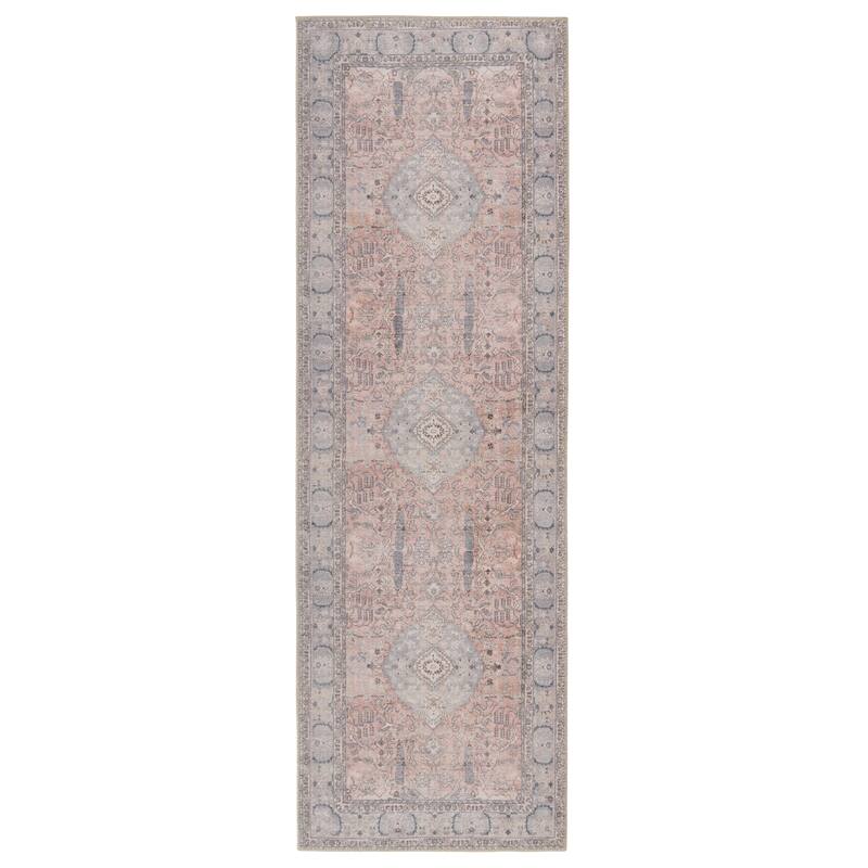 Kadin Machine Washable Medallion Area Rug - 2'6" x 7'6" - Pink/Blue - Runner/Rectangle