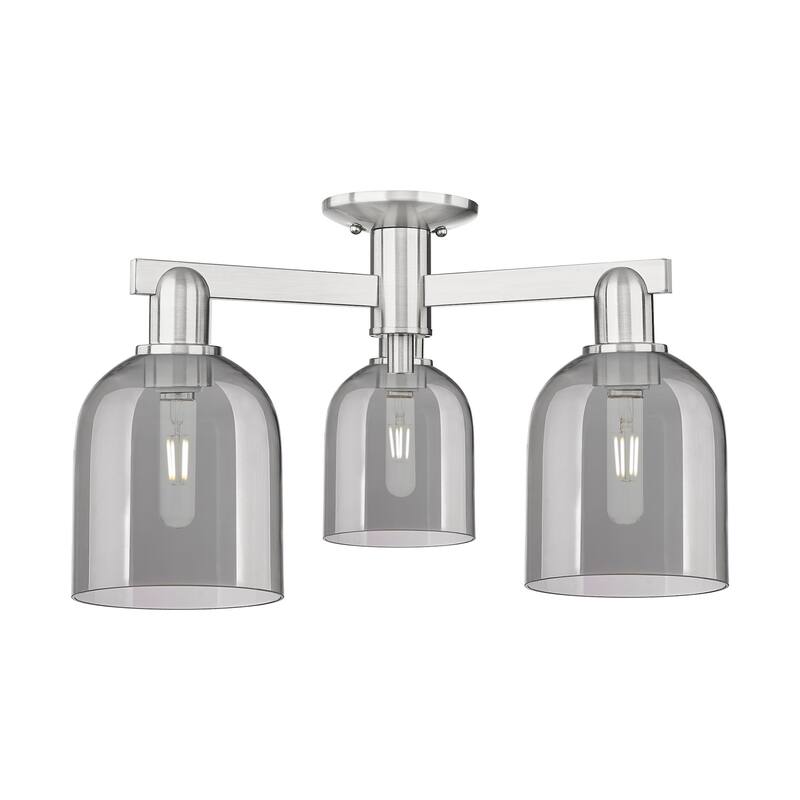 Innovations Lighting 716-3F-12-23 Bella Semi-Flush Bella 3 Light 23" - Brushed Satin Nickel / Light Smoke