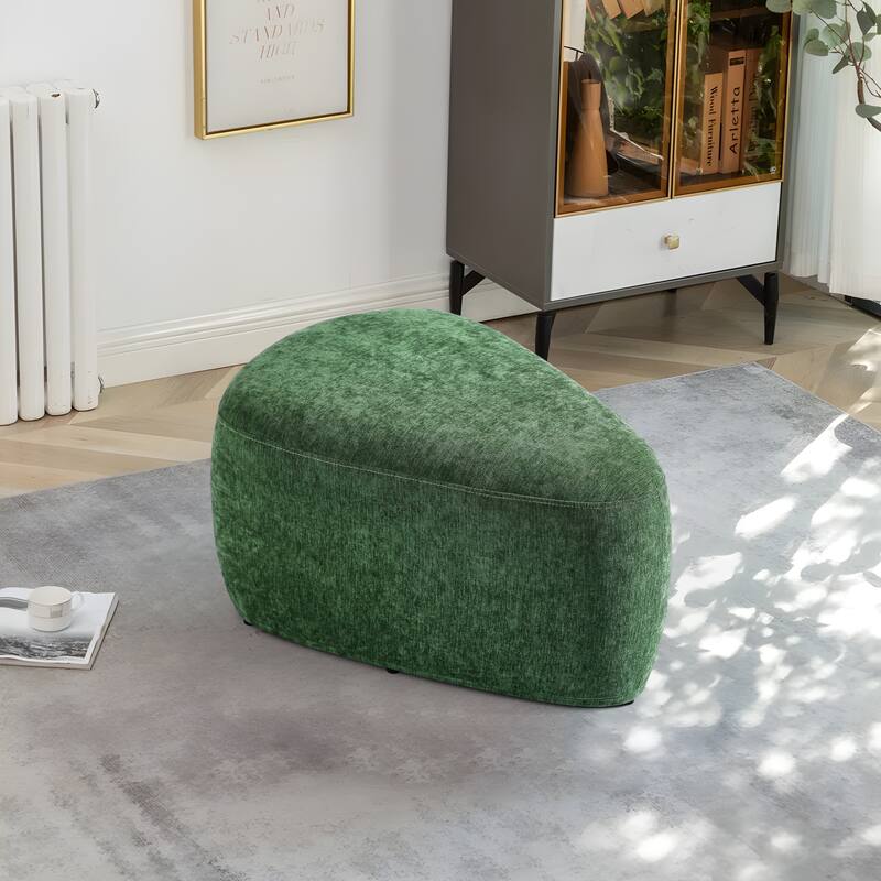 Modern Triangular Upholstered Accent Ottoman - Small - Green/S