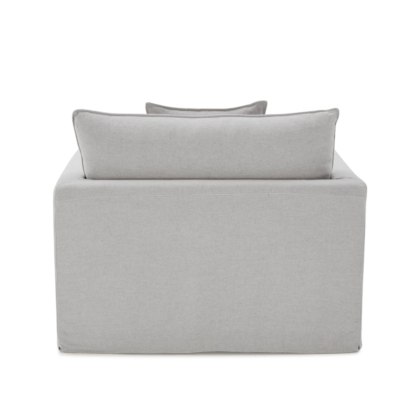 Furniture of America Caspian Light Grey FSC & OEKO TEX Fabric Arm Chair with Feather Blend Cushions