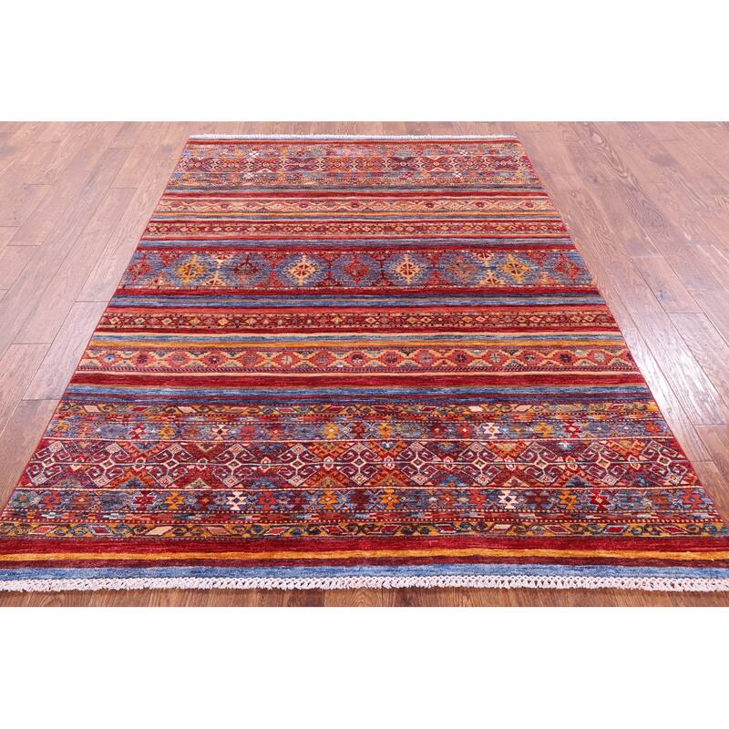 Golden Nile Khorjin Persian Gabbeh Handmade Wool Rug - 5' 8" X 7' 8"