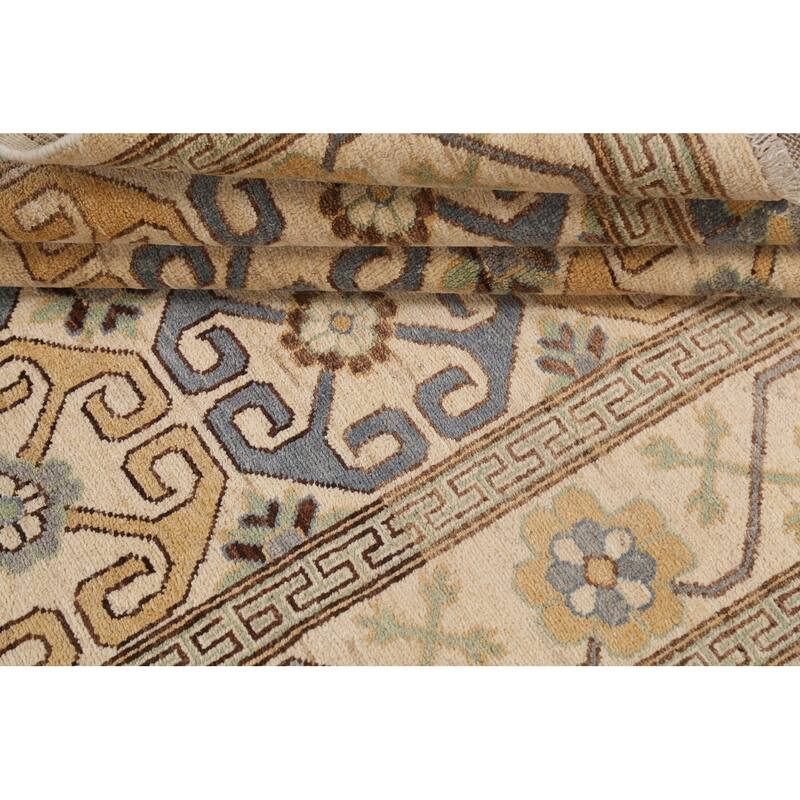 Vegetable Dye Khotan Oriental Wool Area Rug Hand-knotted Office Carpet - 5'11" x 8'10"