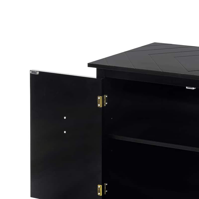Modern Elegant Wooden Storage Cabinet with Antique Brass Coloured Metal Handles