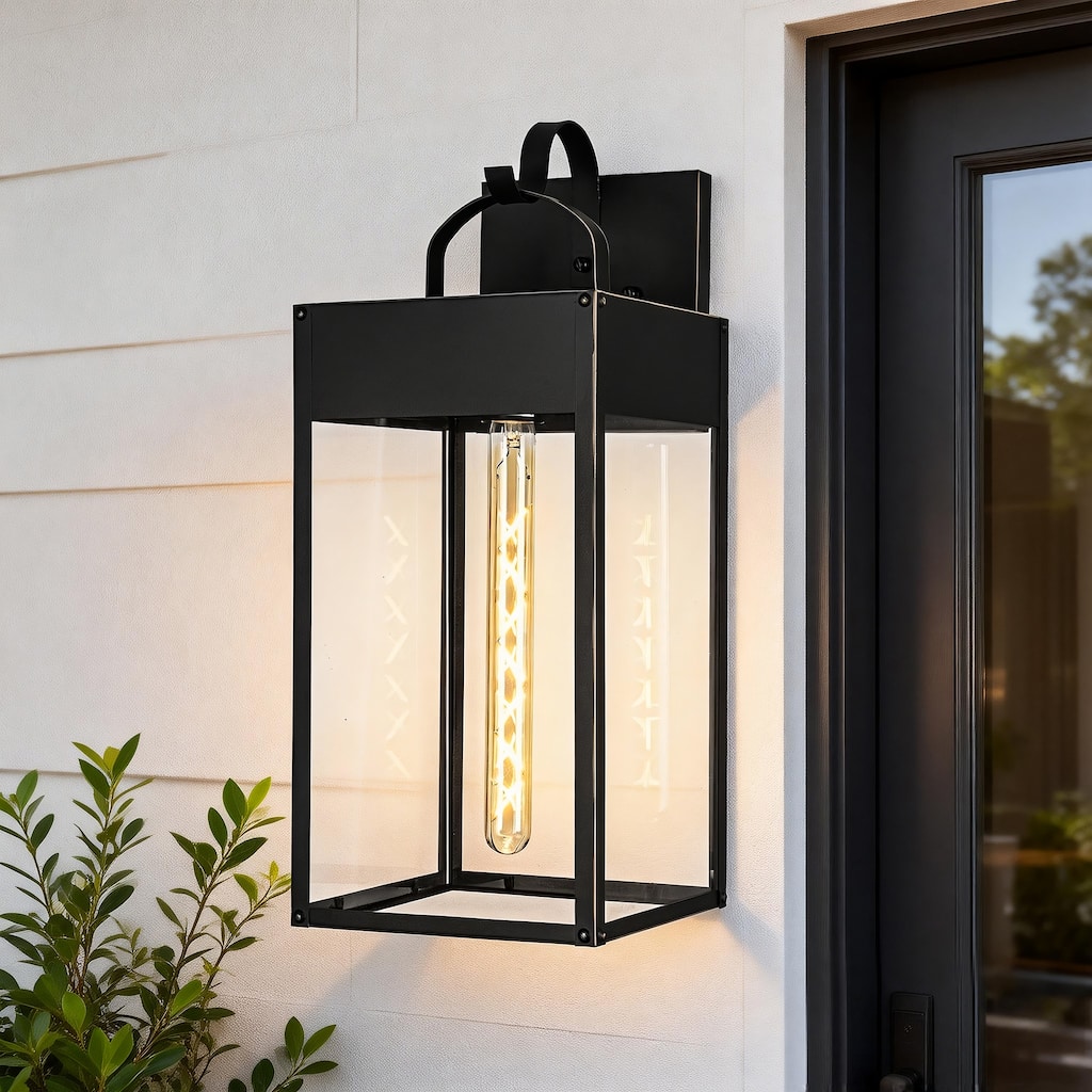 20 in. 1-Light Oil Rubbed Bronze Outdoor Hardwired Wall Lantern Sconce with Clear Glass Shade
