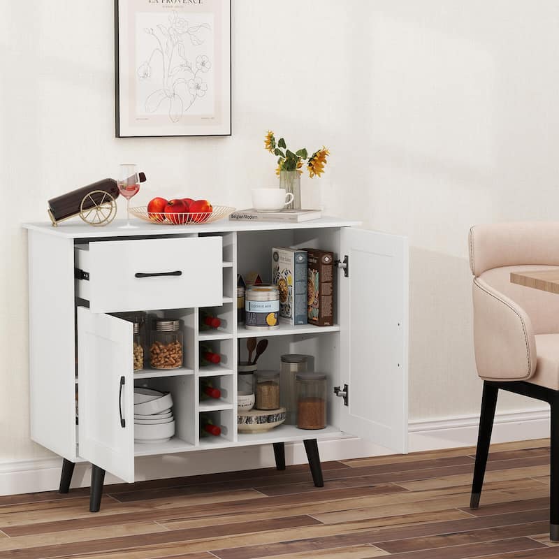 Costway 2-Door Wine Bar Cabinet Kitchen Sideboard Buffet with Drawer & - See Details