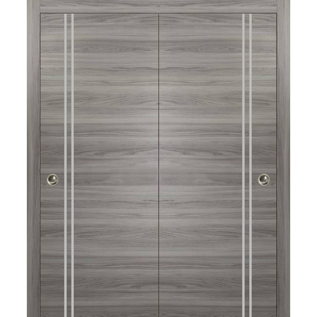 Bypass Doors 36 x 80 Planum 0310 Ginger Ash with Sturdy Rails