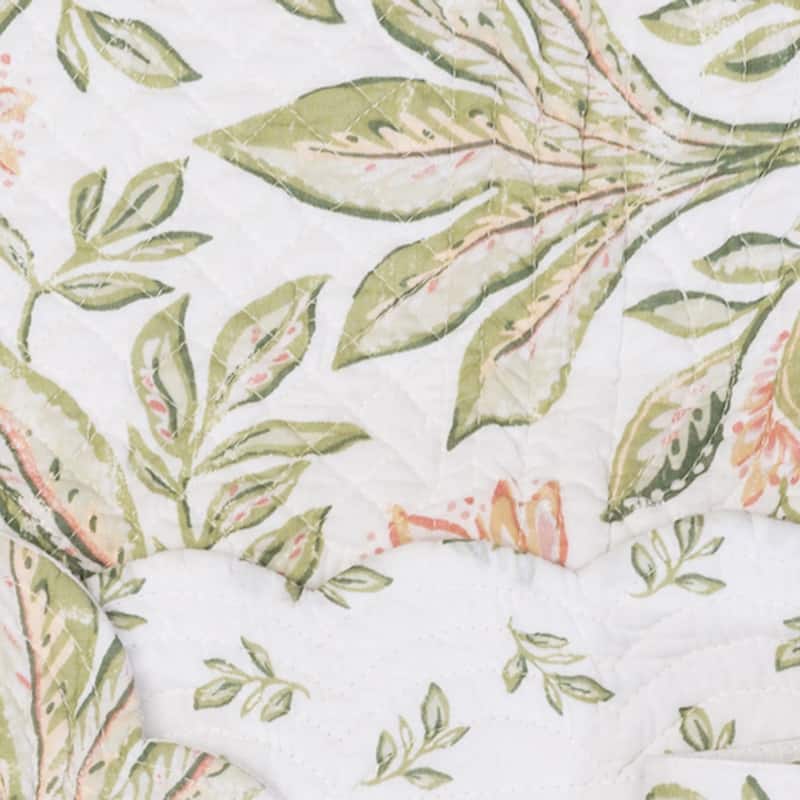 51" x 14" Lana Palms Reversible Graphic Print Machine Washable Table Quilted Runner - Green