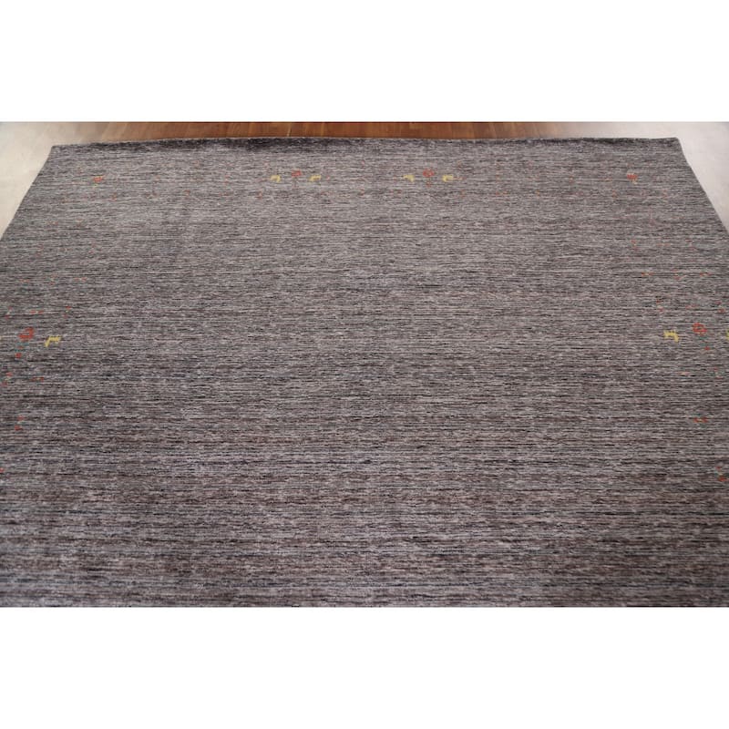 Striped Gabbeh Area Rug Handmade Tribal Wool Carpet - 7'9"x 9'9"