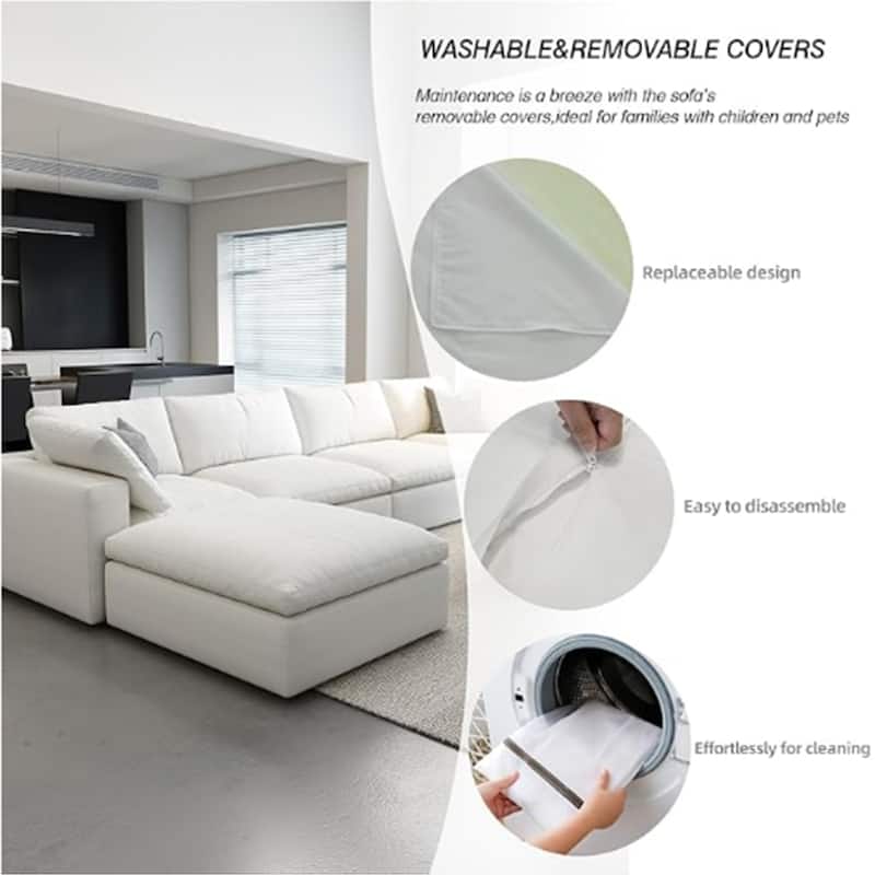 100.5'' V-shape Cloud Corner Sectional Sofa Chenille 5-Piece Modular Couch for Living Room Set