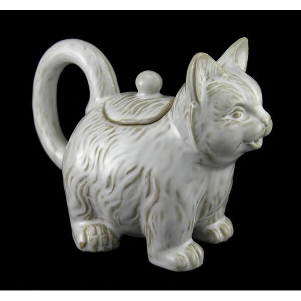 Shop Kitten Tails White Ceramic Decorative Cat Shaped Teapot Statue 8 Inch Overstock 16752705