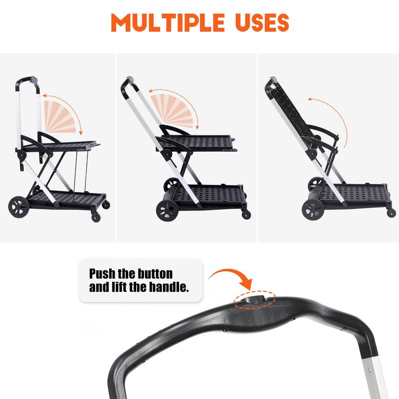 Multi-use Functional Collapsible Carts, Mobile Folding Trolley, Shopping cart with Storage Crate
