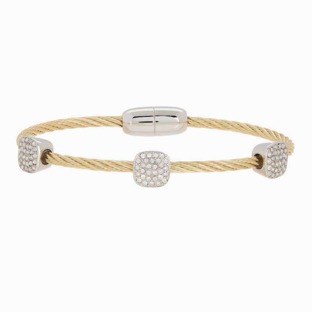 Juvell Gold Plated Cubic Zirconia Twisted Mesh Bangle Bracelet