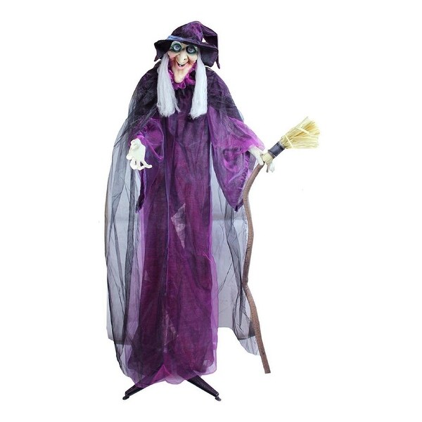 Shop 66" Touch Activated Lighted Standing Witch & Broomstick Animated